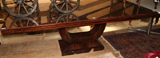 Modern rosewood dining table with glass top(-)